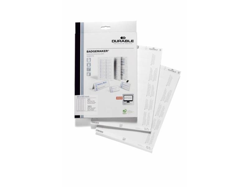 Indstik Til Navneskilt 65x30 Mm 20 Ark Durable