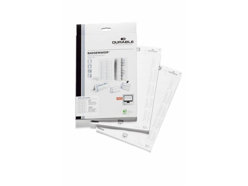 Indstik Til Navneskilt 34x74 Mm 20 Ark Durable