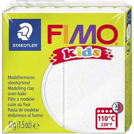Fimoâ® Kids Ler, Glitter, Hvid, 42g/ 1 Pk. - Diverse