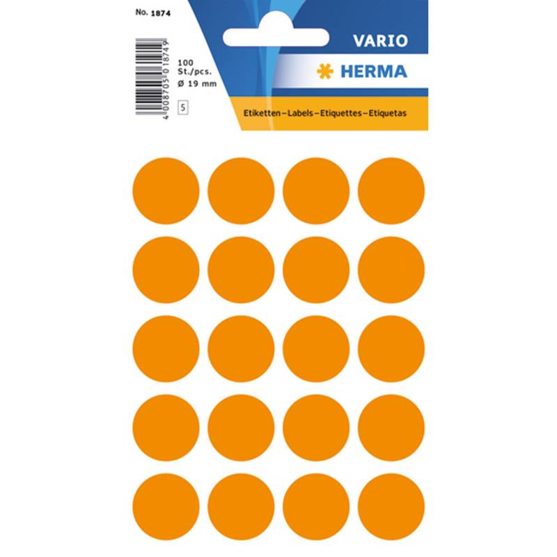 Herma Etiket Manuel ø19 Neon Orange (100)