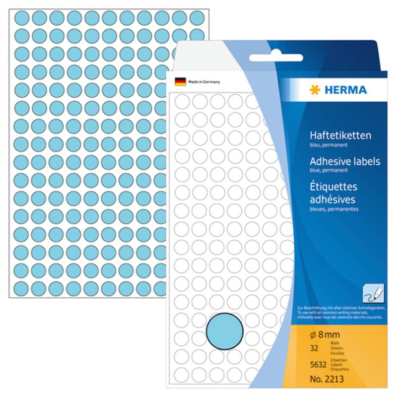 Herma Etiket Manuel ø8 Blå (5632)
