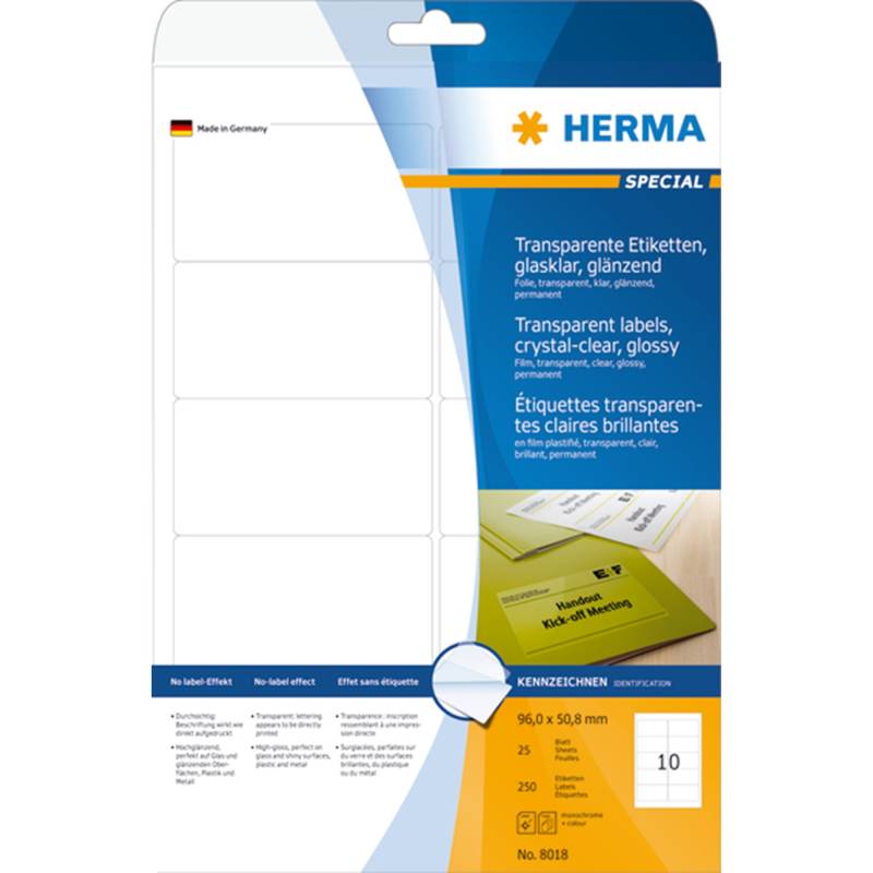 Herma Etiket Film 96x50,8 Transp Klar (250)