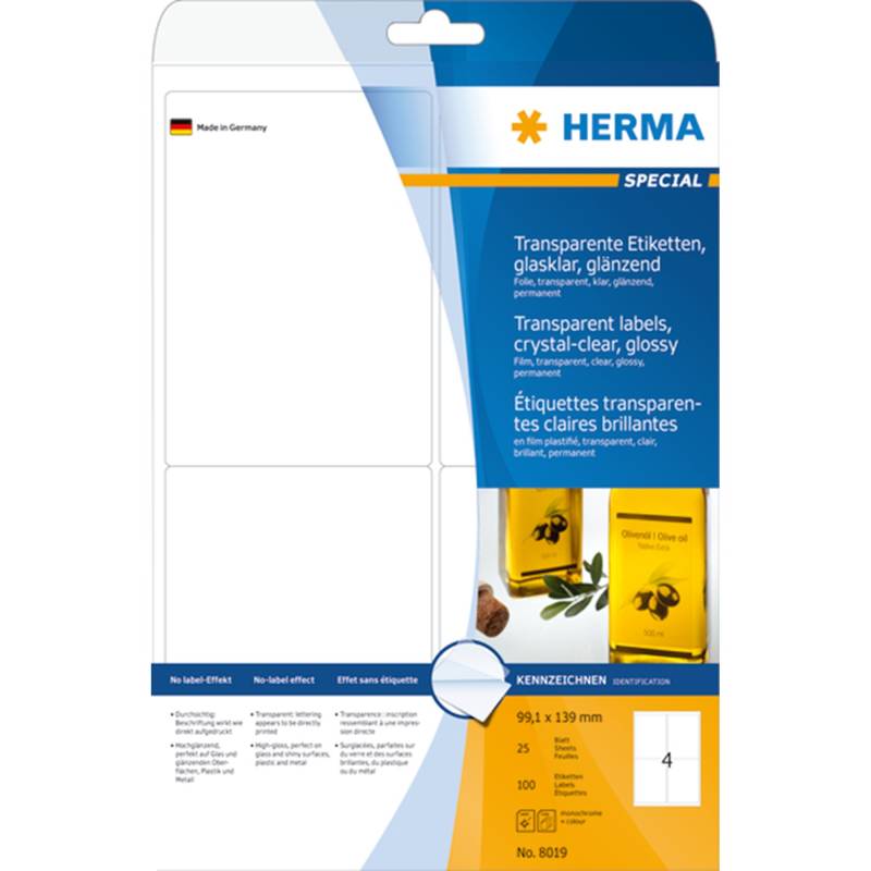 Herma Etiket Film 99,1x139 Transp Klar (100)