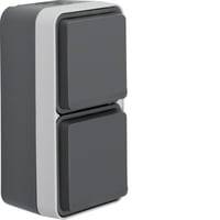 Udendrs Stikkontakt Dobbelt Lodret, Schuko, Komplet, Gr, Ip55 - Berker W.1