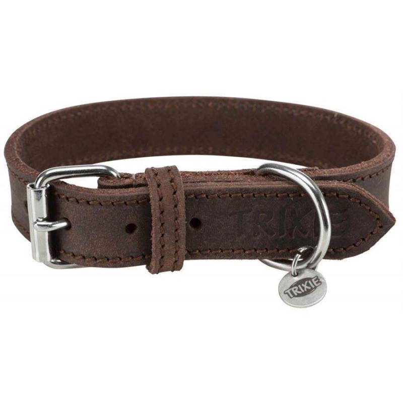 Rustikt Læder Halsbånd, Mørkebrun, 42-48 Cm - Trixie