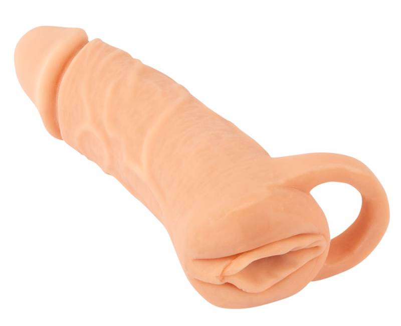 Penis Sleeve "2in1 Extension + Masturbator" Med Testikelring - Nature Skin