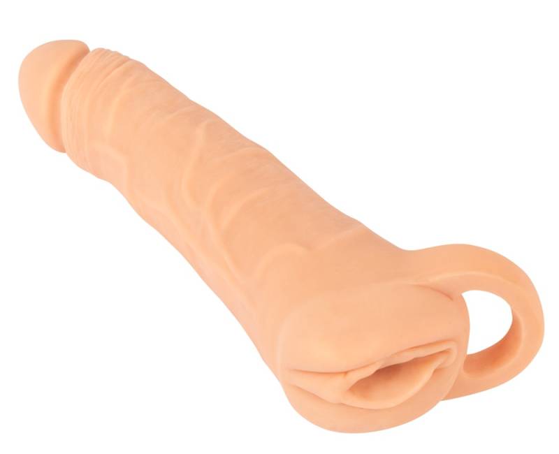 Penis Sleeve "2in1 Extension + Masturbator" Med Testikelring - Nature Skin