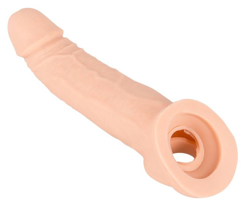 Penishylster â€penis Sleeve With Extensionâ€ Med åbning For Testikel, Forstørrer Om 5 Cm - Nature Skin