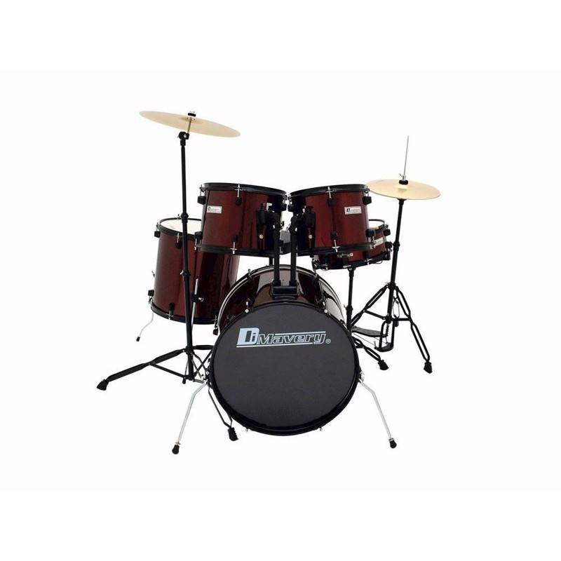 Vinrødt Trommesæt. Komplet Dimavery Ds-200