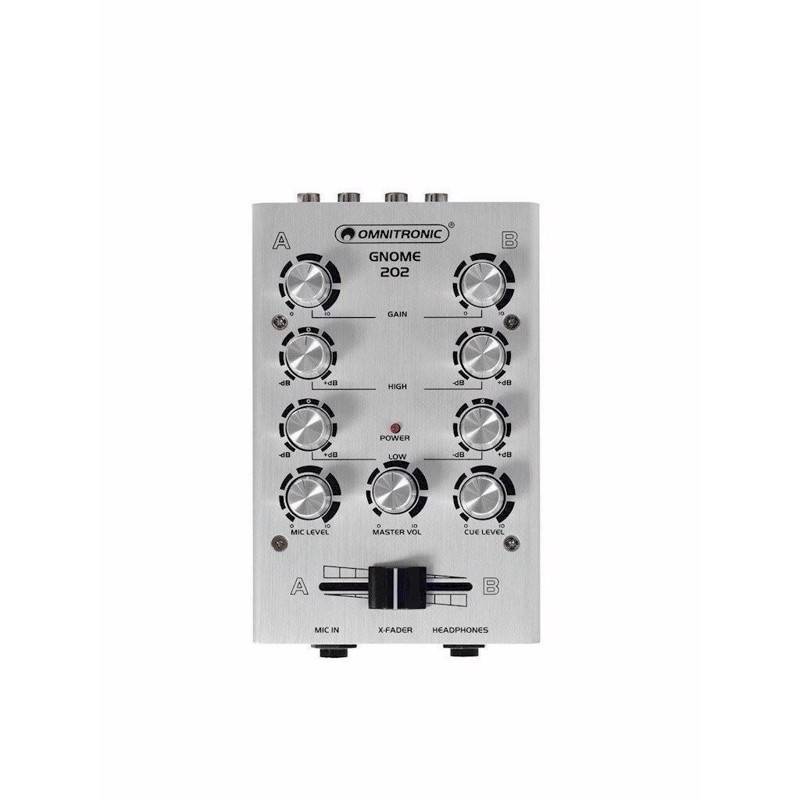 Omnitronic Gnome-202. Mini Mixer. 2 Kanals, Sølv