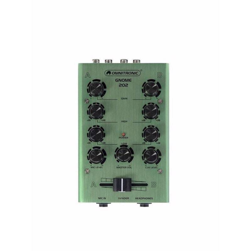Omnitronic Gnome-202. Mini Mixer. 2 Kanals, Grøn
