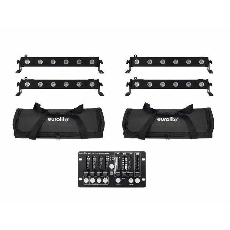 Eurolite Sæt: 4 X Led Bar-6 Qcl Rgbw + 2 X Soft Bag + Controller