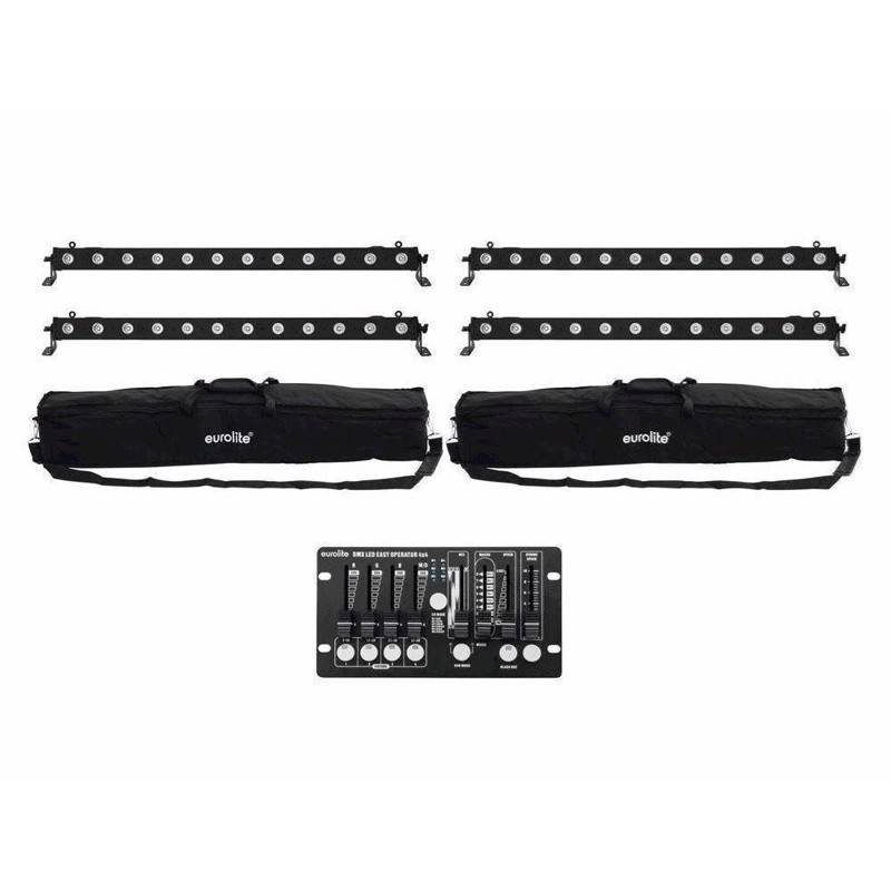 Eurolite Sæt: 4 X Led Bar-12 Qcl Rgbw + 2 X Soft Bags + Controller
