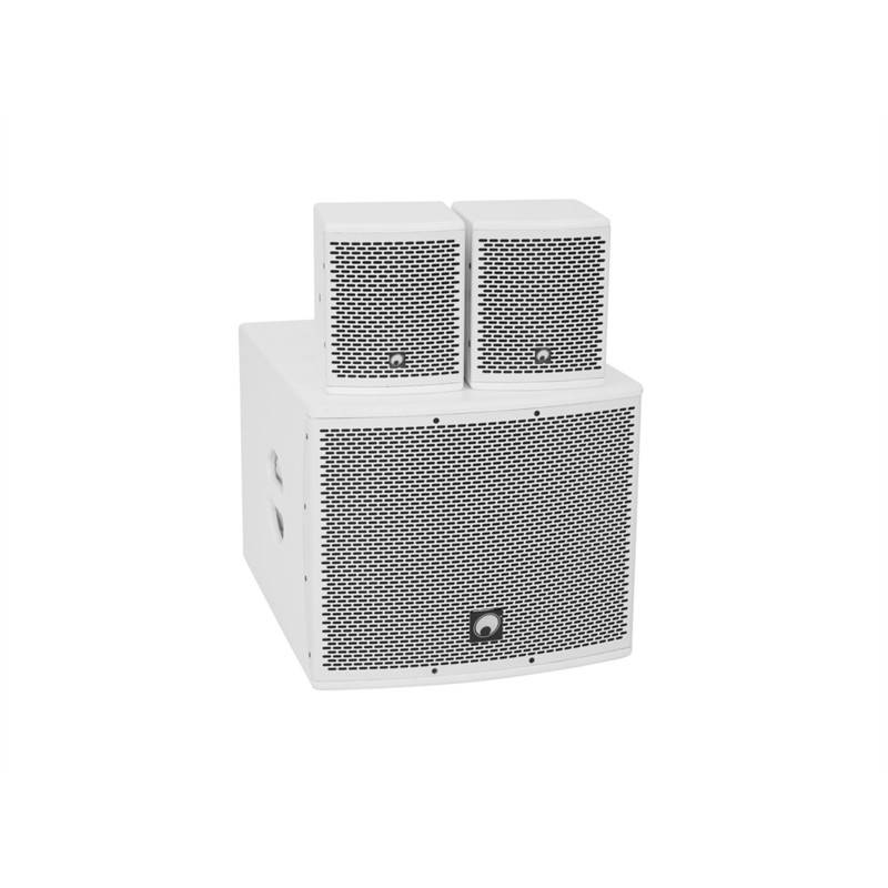 Omnitronic Set Molly-12a Subwoofer Active + 2x Molly-6 Top 8 Ohm, White