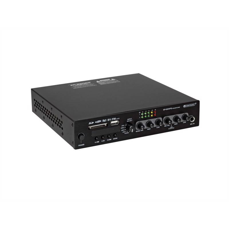 Omnitronic Ep-220ps Preamplifier With Mp3 Player, Bluetooth And Fm Radio 9.5"