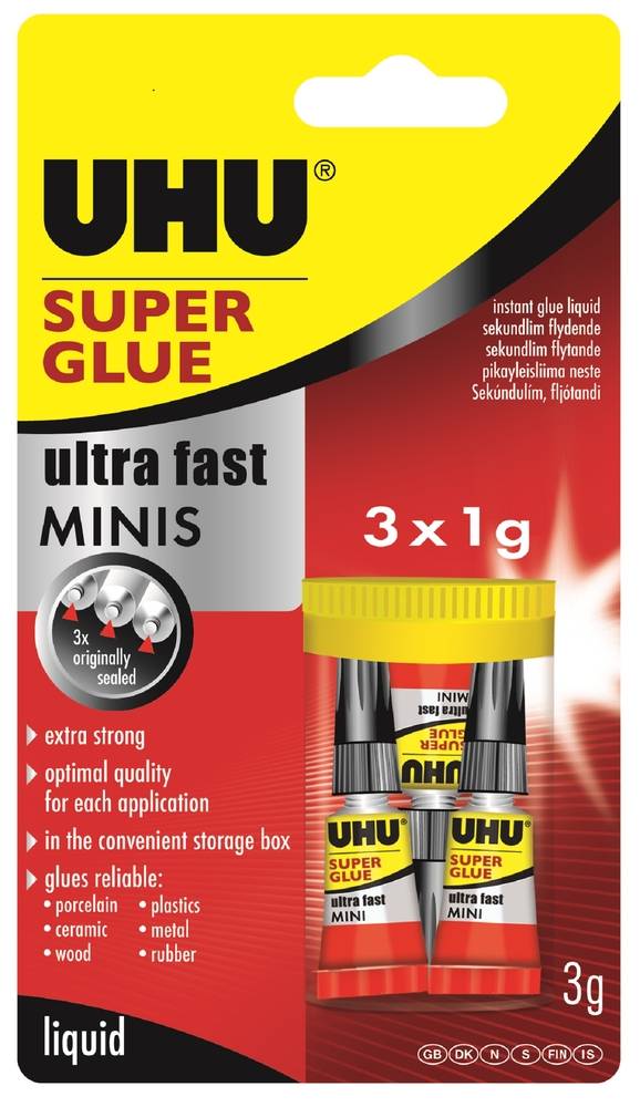 Superlim Uhu Mini 3 Tuber 3 X 1g Tube Ekstra Stærk - Bog & Idé