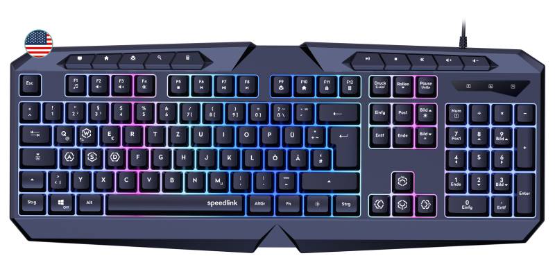 Speedlink - Ludicium Rgb Rainbow Gaming Tastatur, Sort - Us Layout
