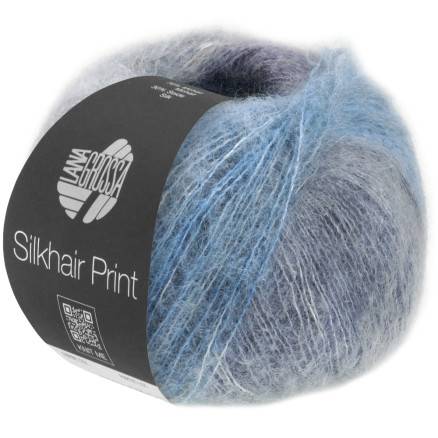 Lana Grossa Silkhair Print 431 Mussegrå/Lysegrå/Grå-Lilla/Jeans/Grå-Blå
