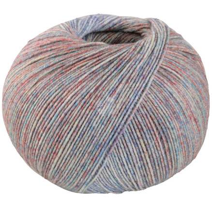 Lana Grossa Meilenweit 100 Merino Ekstrafine Shades Garn 7225 Is/Blækblå/Turkis/Lyserød/Lysegrå