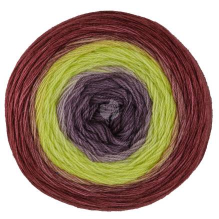 Lana Grossa Merino Lace Aquarell Garn 19 Bordeaux/Citrongul/Mørkegrå Violet