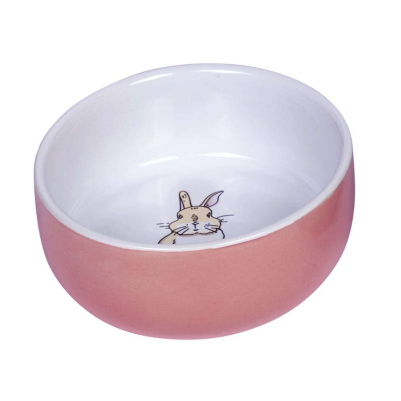 Keramisk Gnaver Skål "rabbit" - Pink - ø 11cm X 4,5 Cm, 300 Ml - Nobby