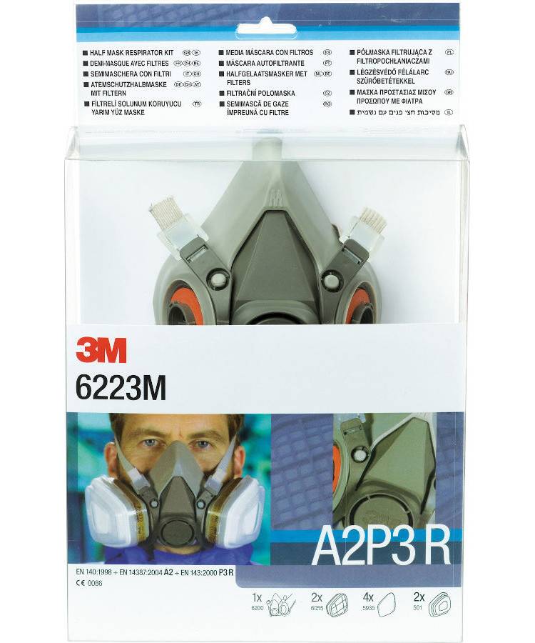 3m Halvmaske 6223m Startsæt M/ 6000 Halvmaske Str. M Og A2 + P3 Filtre