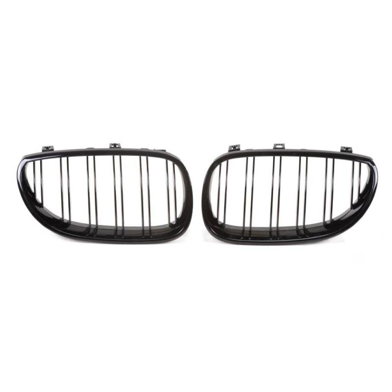 Jom Frontgrill Med Dobbelt Ribbe I Blank Sort Til Bmw Serie 5 E60 årgang 2003-2010