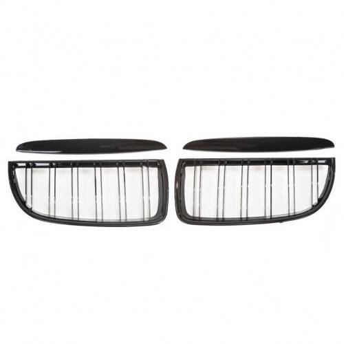 Jom Frontgrill Med Dobbelt Ribbe I Blank Sort Til Bmw Serie 3 E60 årgang 2005-2008