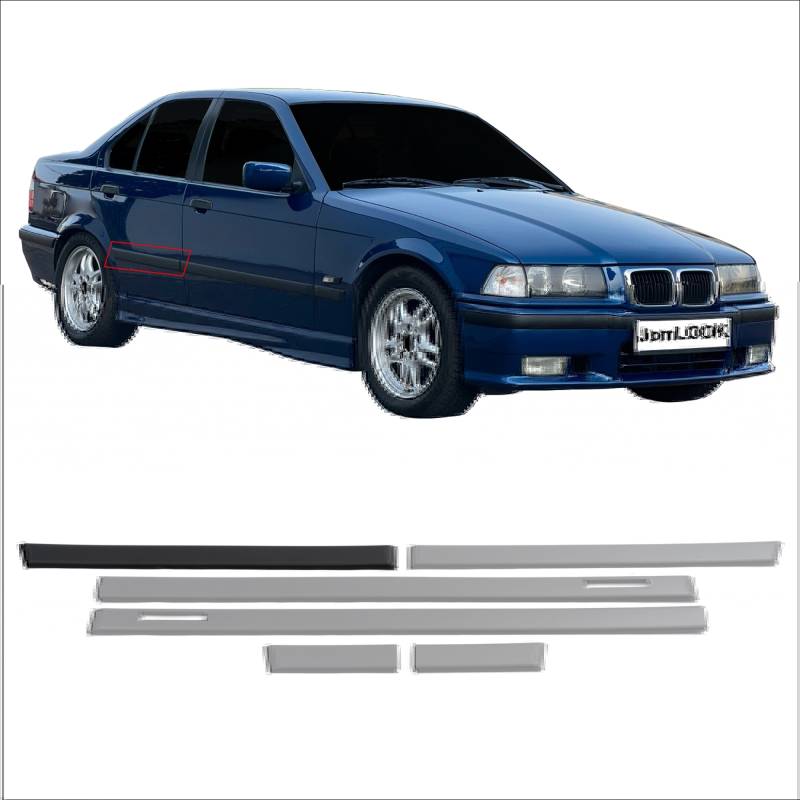 Dørliste Sæt Sort, 6 Dele Til Bmw 3 Serie E36 Sedan & Touring,19911998