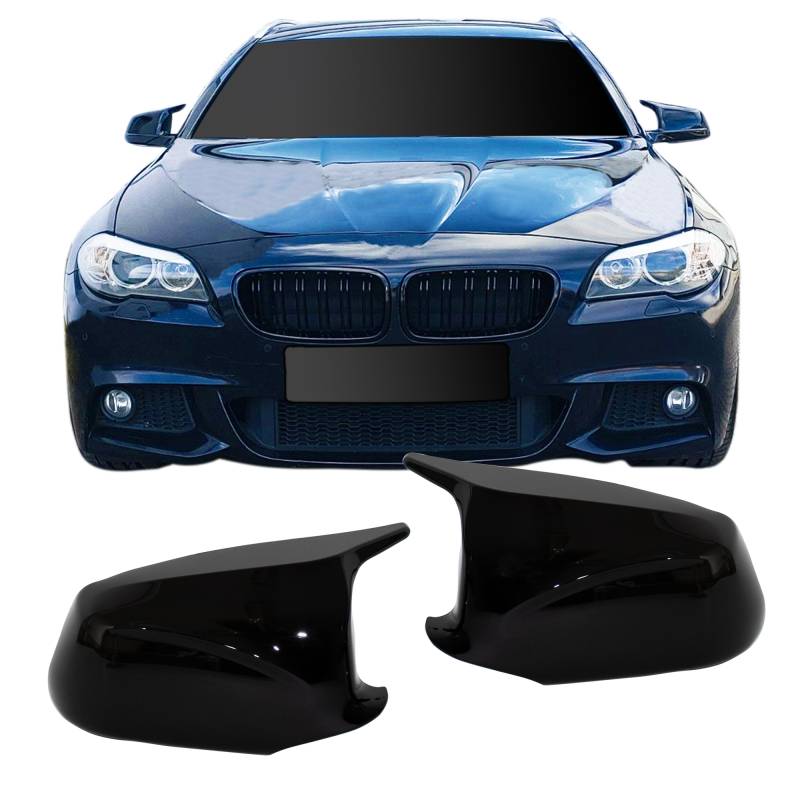 Spejlcover Sæt I Blank Sort Til Bmw 5 Serie F10, F11 Sedan / Touring, Pre-Facelift, 2010-2013