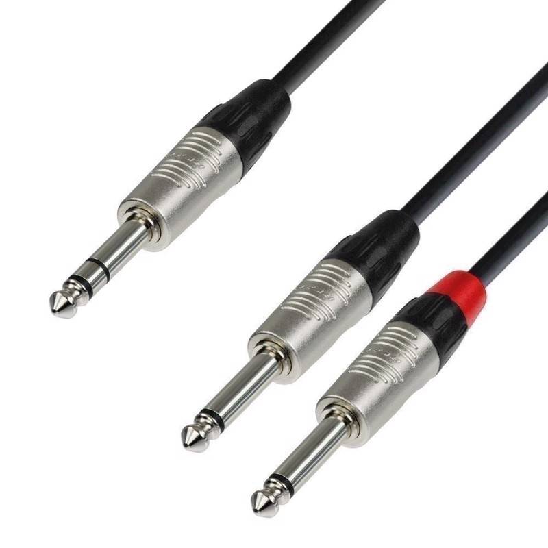 Ah Audio Cable Rean 6.3 Mm Jack Stereo To 2 X 6.3 Mm Jack Mono 0.9 M - K4 Yvpp 0090 - Adam Hall Kabler