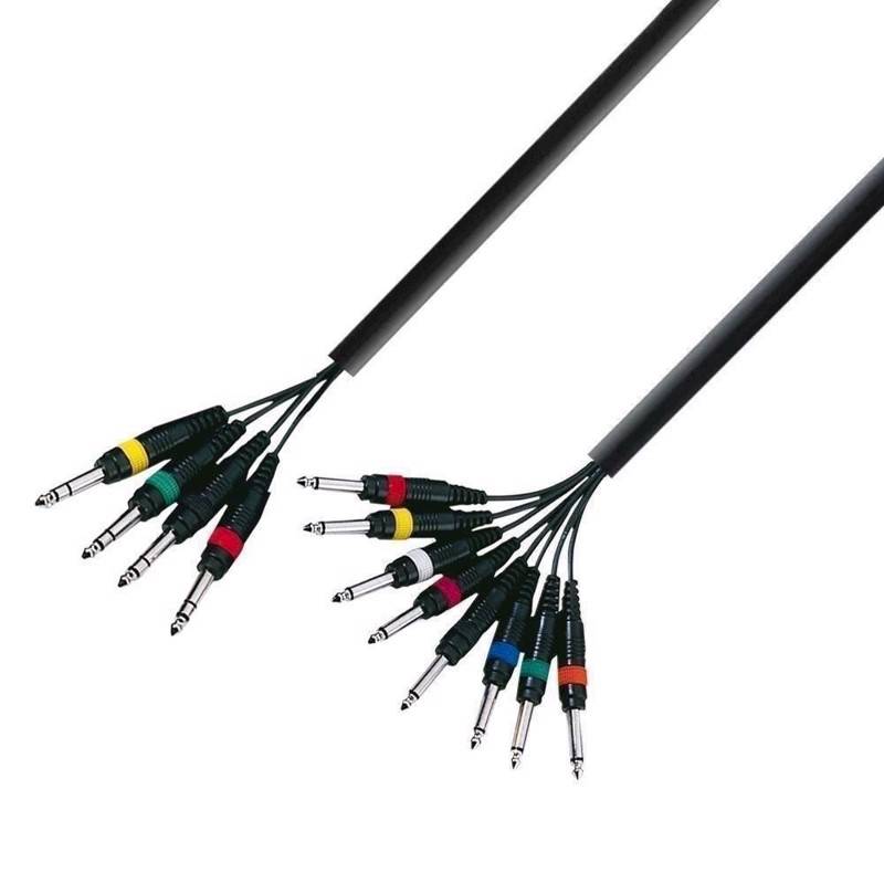 Ah Multicore Cable 4 X 6.3 Mm Jack Stereo To 8 X 6.3 Mm Jack Mono 3 M - K3 L8 Vp0 300 - Adam Hall Kabler