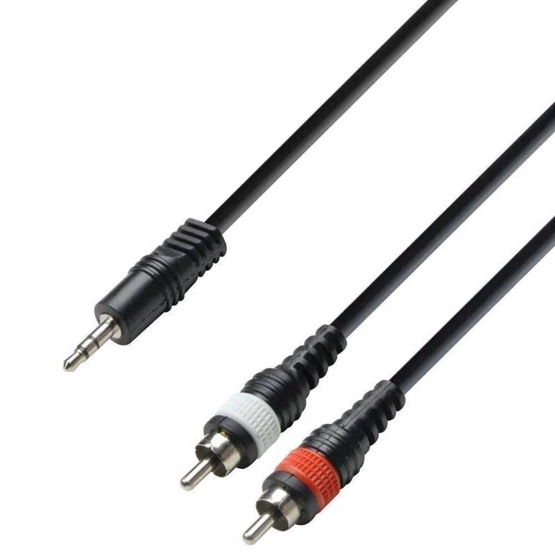 Signalkabel. Minijack Stereo - 2 X Phono. 3 Meter - Adam Hall Kabler