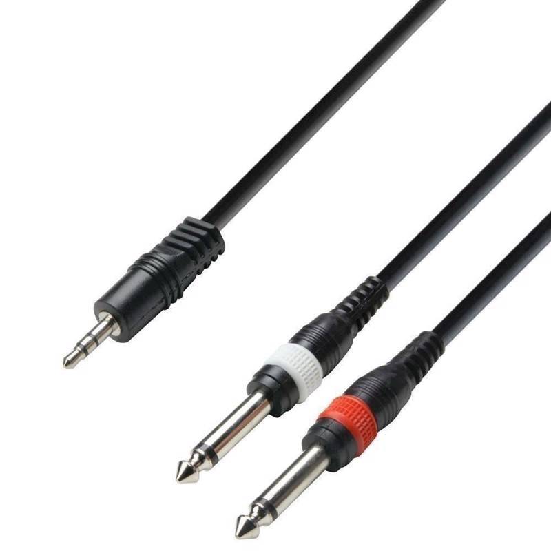 Signalkabel. Minijack Stereo - 2 X Jack Mono. 6 Meter - Adam Hall Kabler