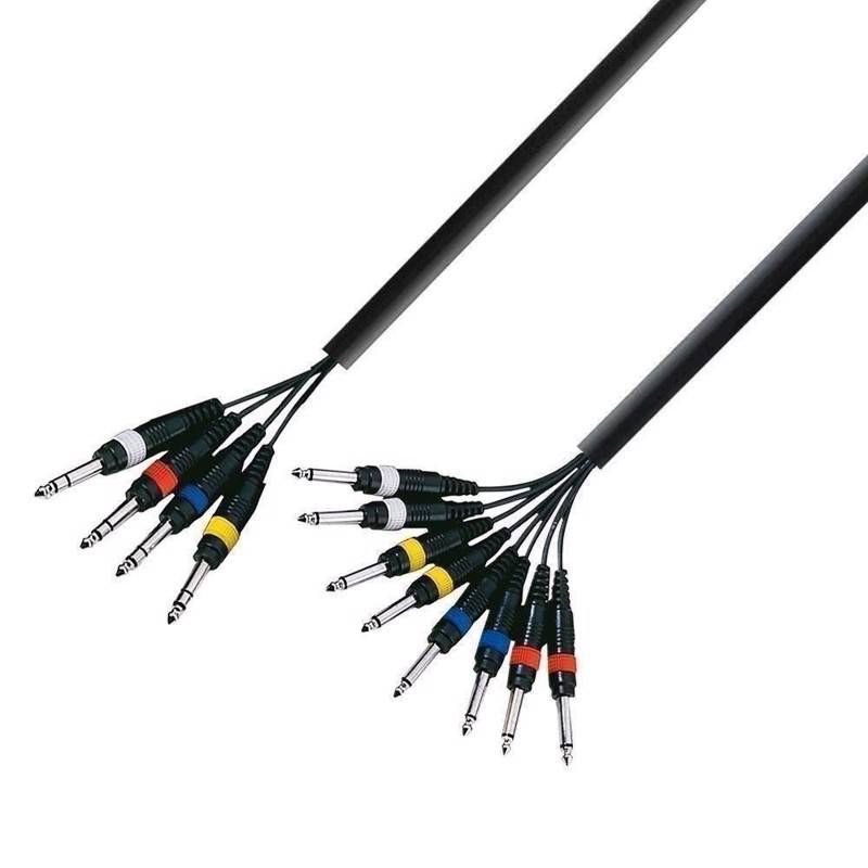 Ah Multicore Cable 4 X 6.3 Mm Jack Stereo To 8 X 6.3 Mm Jack Mono 5 M - K3 L8 Vp 0500 - Adam Hall Kabler