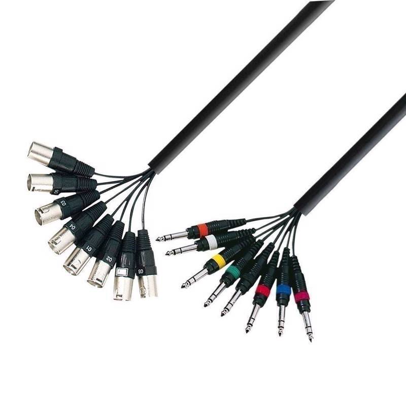 Ah Multicore Cable 8 X Xlr Male To 8 X 6.3 Mm Jack Stereo 3 M - K3 L8 Mv 0300 - Adam Hall Kabler