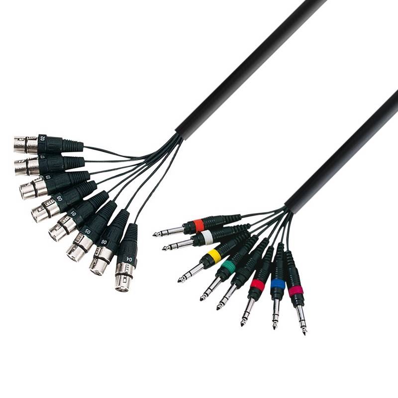 Ah Multicore Cable 8 X Xlr Female To 8 X 6.3 Mm Jack Stereo 5 M - K3 L8 Fv 0500 - Adam Hall Kabler