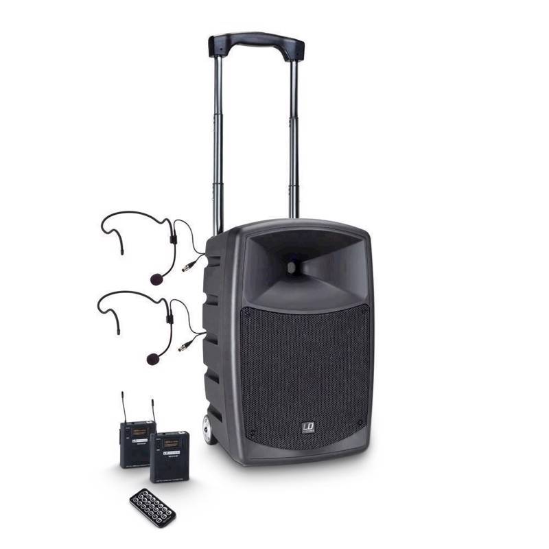 Ld Battery-Powered Bluetooth Speaker With Mixer, 2 Bodypack And 2 Headsets - Roadbuddy 10 Bph 2 - Ld Systems