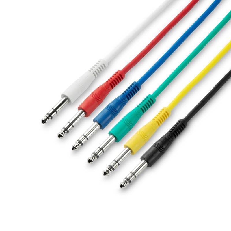 Set Of 6 Patch Cables 6.3 Mm Jack Stereo 0.15 M - Adam Hall Cables - Adam Hall Kabler
