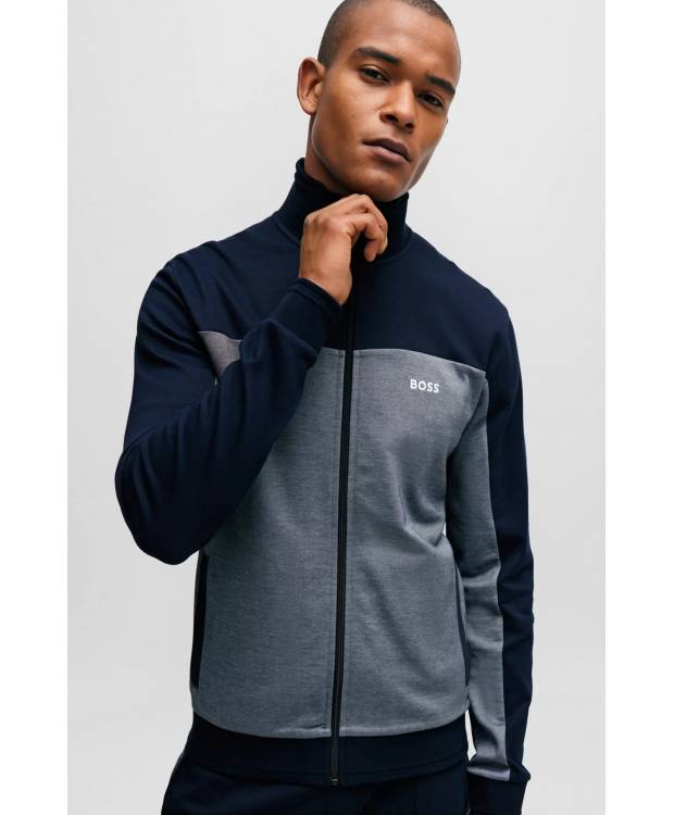 Boss Tracksuit Jakke M. Lynlås I Mørkeblå Til Herre