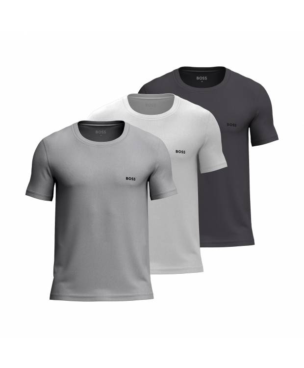 Boss 3pak Bomuld T-Shirts I Grå Nuancer | Regular Fit
