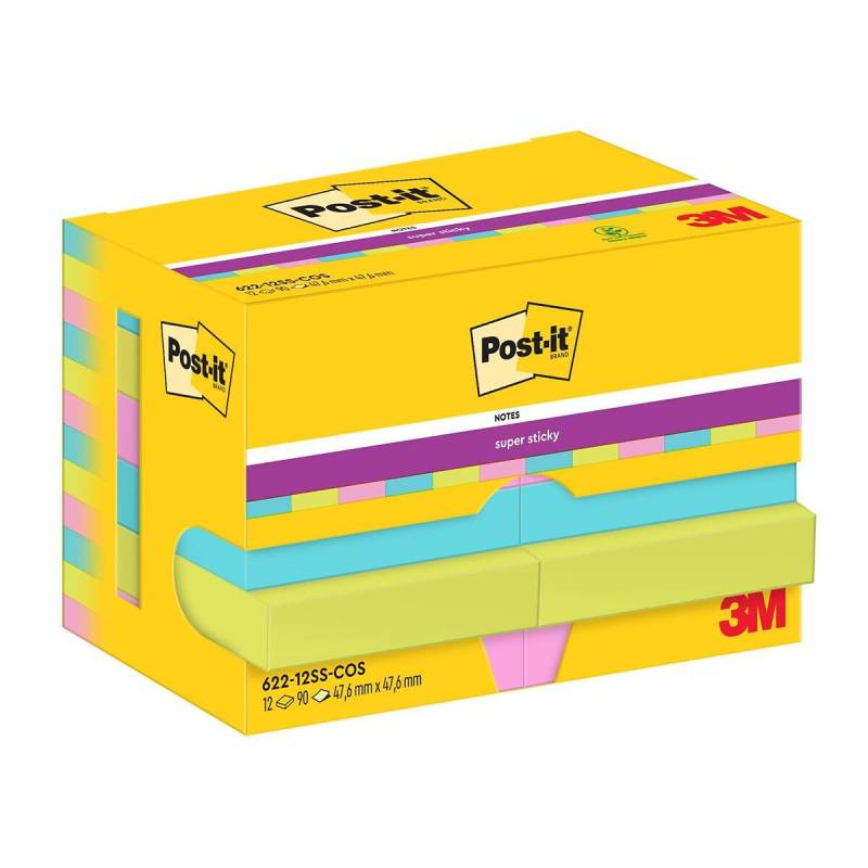 Post-It Blok Super Sticky, Cosmic 47,6x47,6mm 12bl