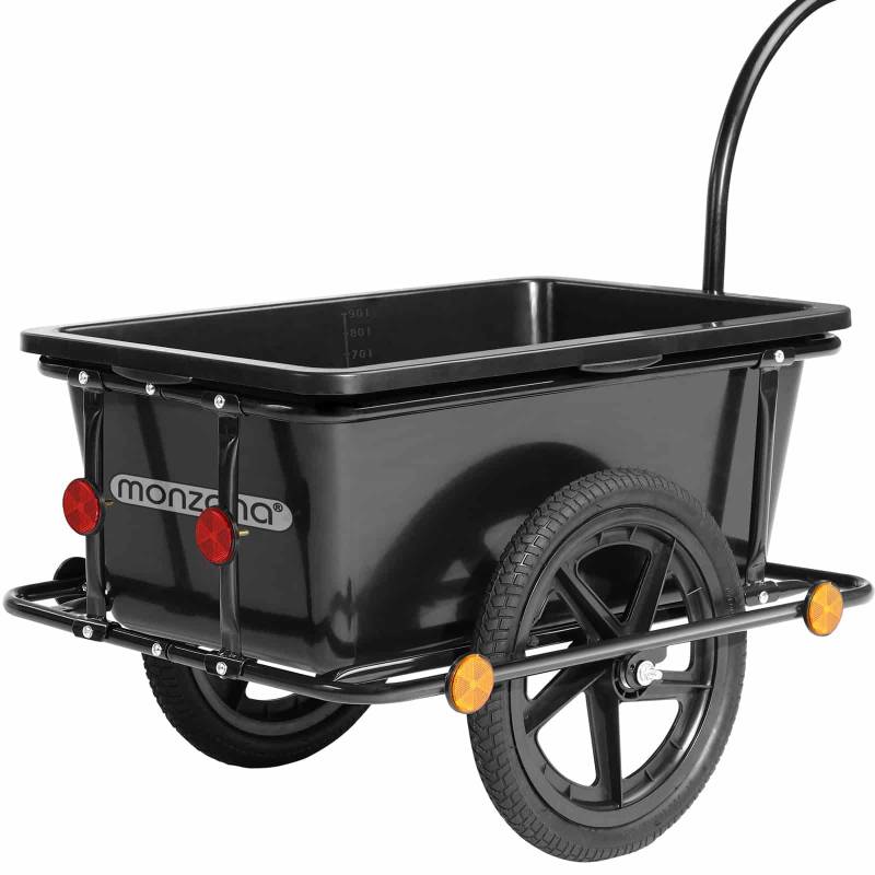 Cykeltrailer Med 90l Plastkar Med Kobling - Trækvogn I Sort Plast - Deuba