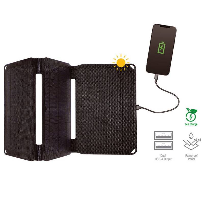 4smarts Voltsolar 20w 2 X Usb-A Solcellepanel, Ipx4 Vandtæt, Sort
