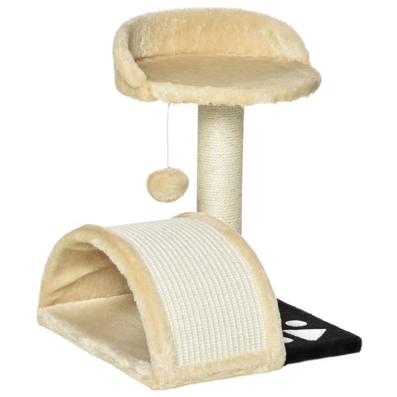 Kradsetræ Med Legebolde Kradsetræ Til Katte Sisalreb Kradsetræer Beige 35,5 X 37 X 46 Cm - Aosom