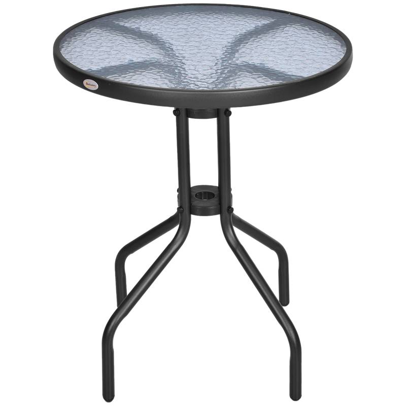 Havebord, Balkonbord, Bistrobord, Glasbord, Sidebord, Metal + Sikkerhedsglas ã— 60xh70cm - Aosom