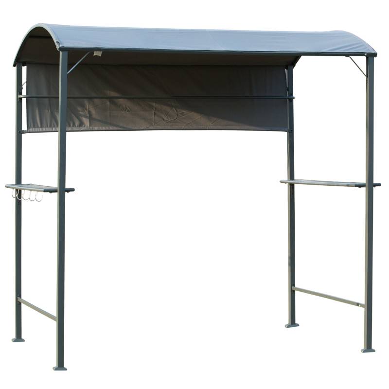 Bbq-Pavillon Med Flammehæmmende Tag, Bbq-Pavillon Med 2 Hylder, Polyester, Sort, 218 X 138 X 216 Cm - Aosom