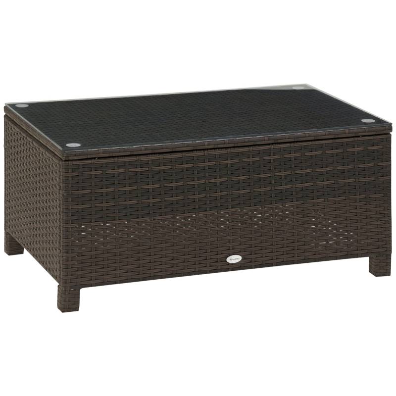 Garden Sidebord Sofabord Havebord Balkonbord Polyrattan Brun 85 X 50 X 39 Cm - Aosom
