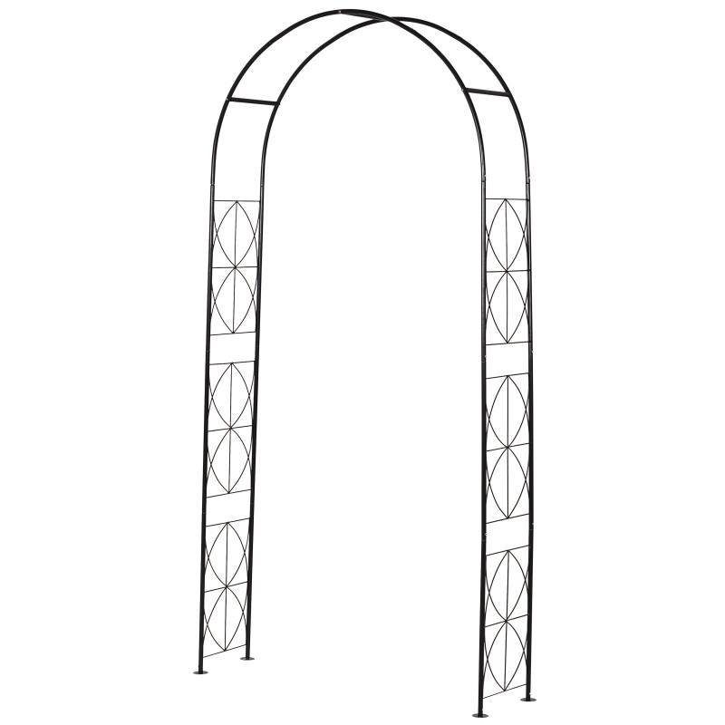 Metalrosenbue Espalier Til Klatreplanter Havebue Med Blonde Metalstruktur Buegang Espalier Til Roser Buer Espalier Rosestøtte Til Haven 114 X 30 X 230 Cm Sort - Aosom