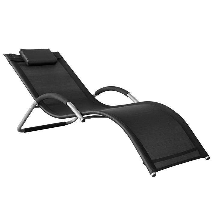 Sun Lounger Havestol I  Teslin Stof, Sort - Sobuy